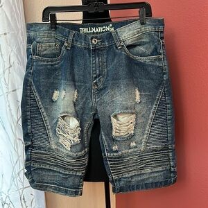 Trillnation Distressed Ribbed Shorts Men Size 34